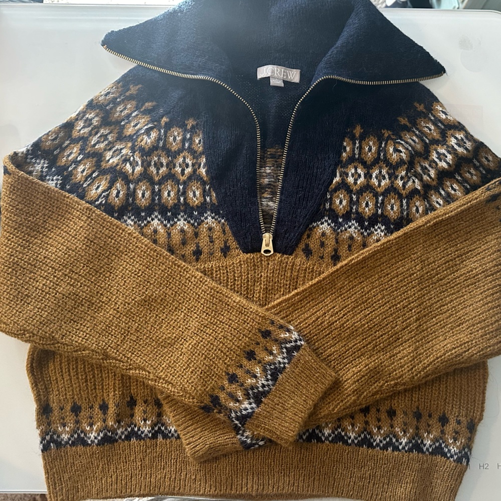 JCREW Fair Isle 1/2 Zip Sweather-S, NWOT